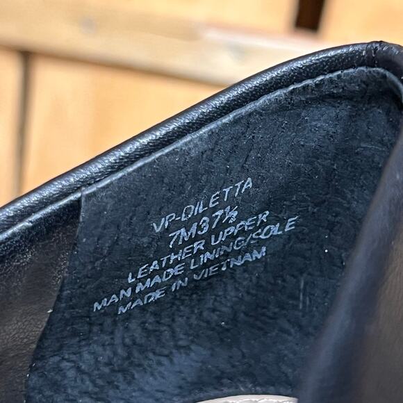 Vince Camuto Dileta Black Leather Square Point Toe Stacked Wedge Pump Womens 7.5 - Picture 11 of 11